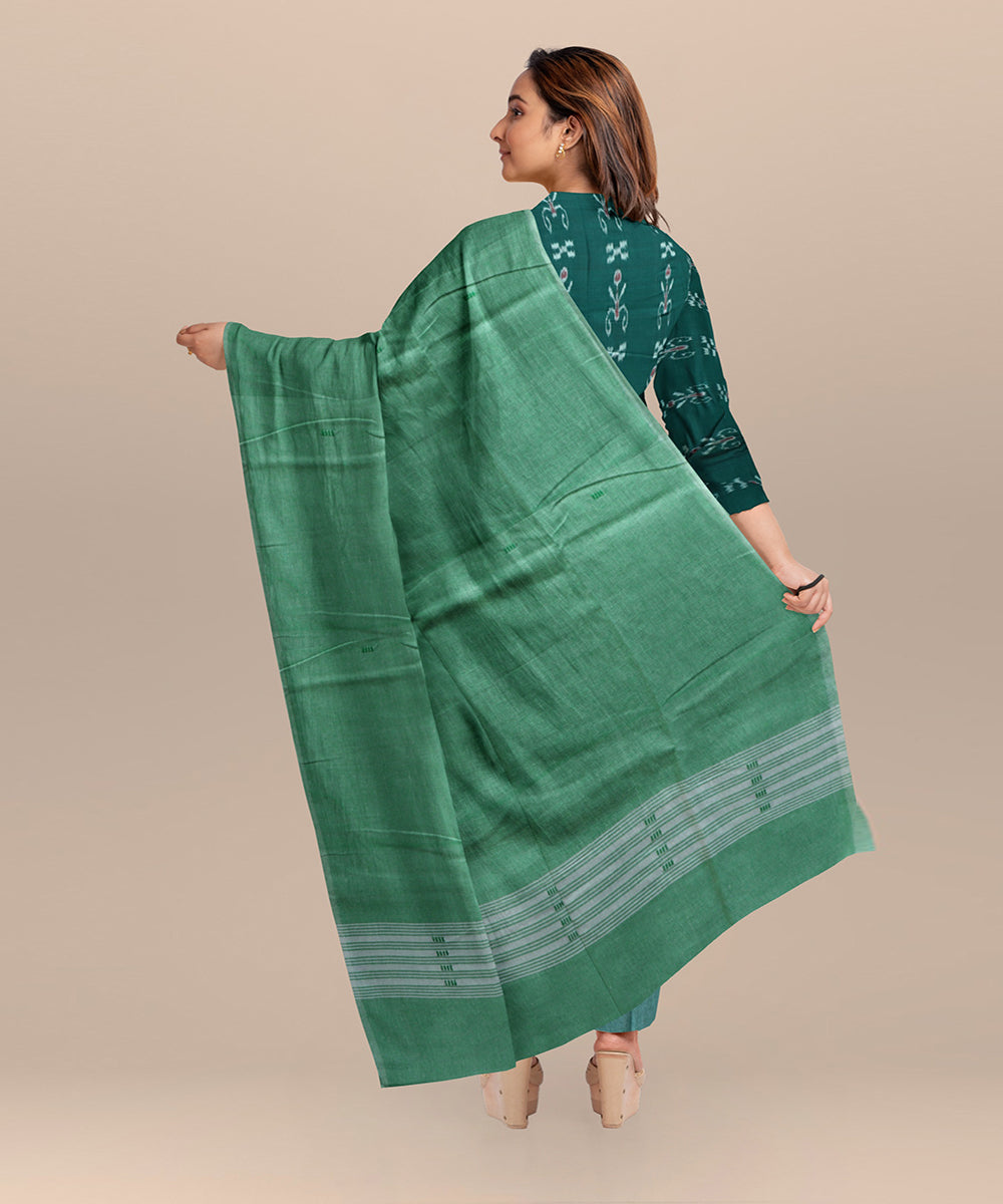 Dark green gray handloom cotton nuapatna dress material