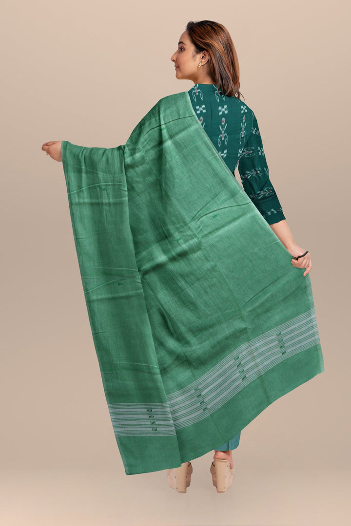 Dark green gray handloom cotton nuapatna dress material