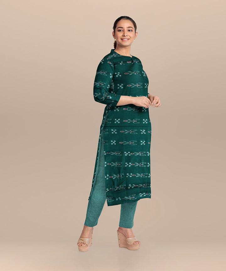 Dark green gray handloom cotton nuapatna dress material