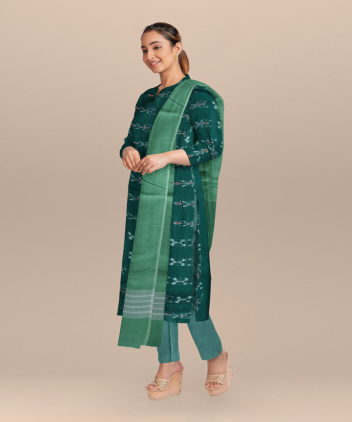 Dark green gray handloom cotton nuapatna dress material