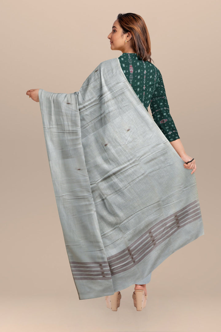 Dark green white handloom cotton nuapatna dress material