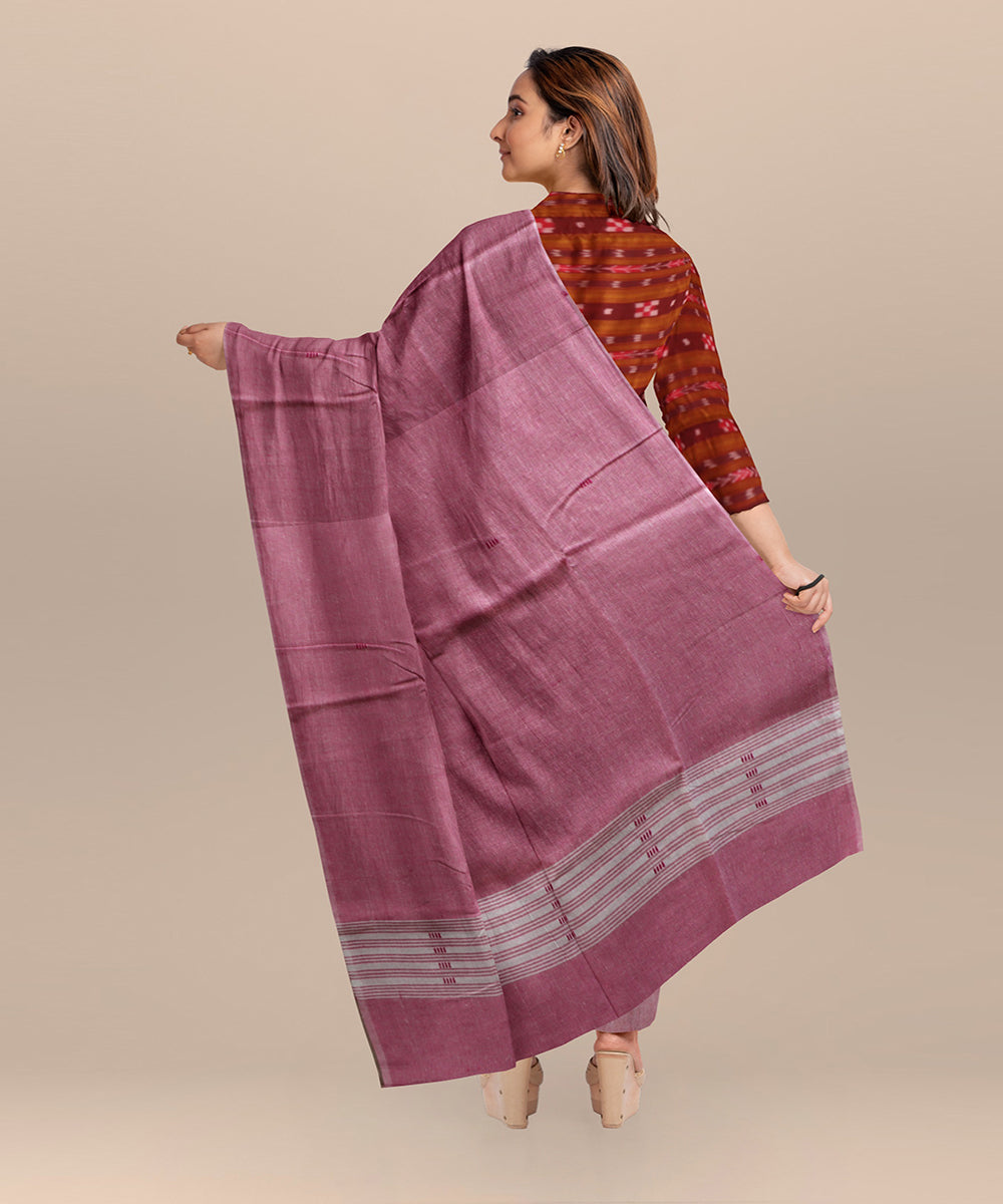 Maroon baby pink handloom cotton nuapatna dress material