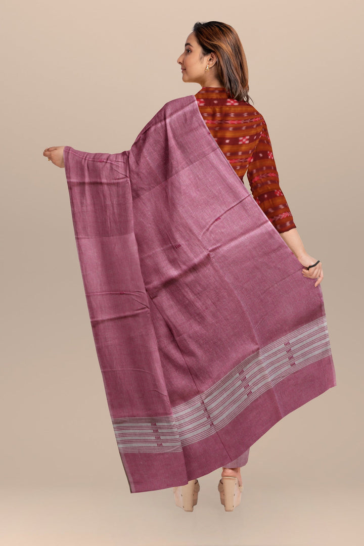 Maroon baby pink handloom cotton nuapatna dress material