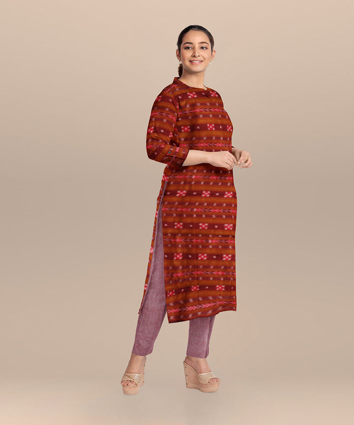 Maroon baby pink handloom cotton nuapatna dress material