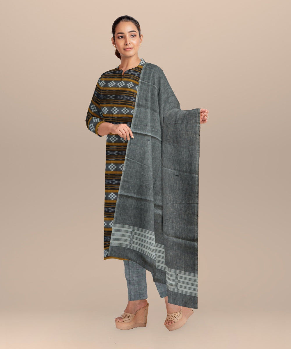 Black gray handloom cotton nuapatna dress material
