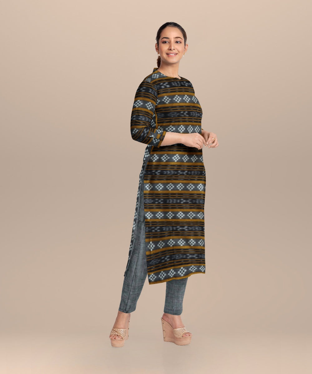 Black gray handloom cotton nuapatna dress material