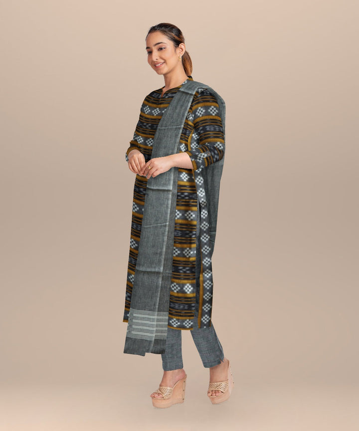 Black gray handloom cotton nuapatna dress material