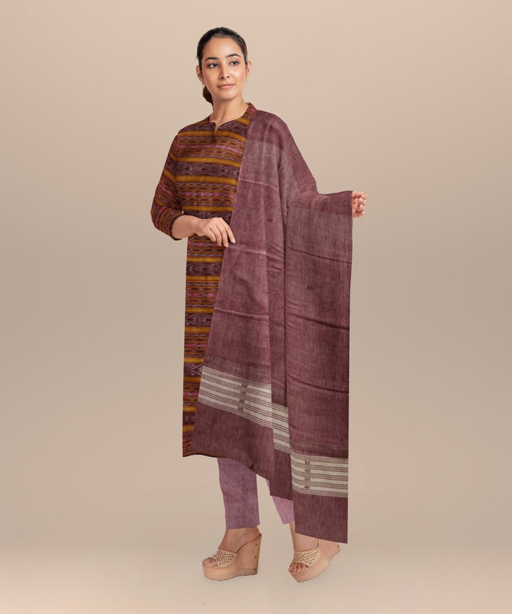 Maroon baby pink handloom cotton nuapatna dress material