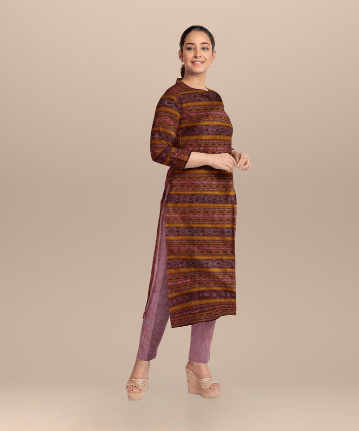 Maroon baby pink handloom cotton nuapatna dress material
