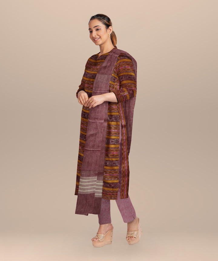Maroon baby pink handloom cotton nuapatna dress material