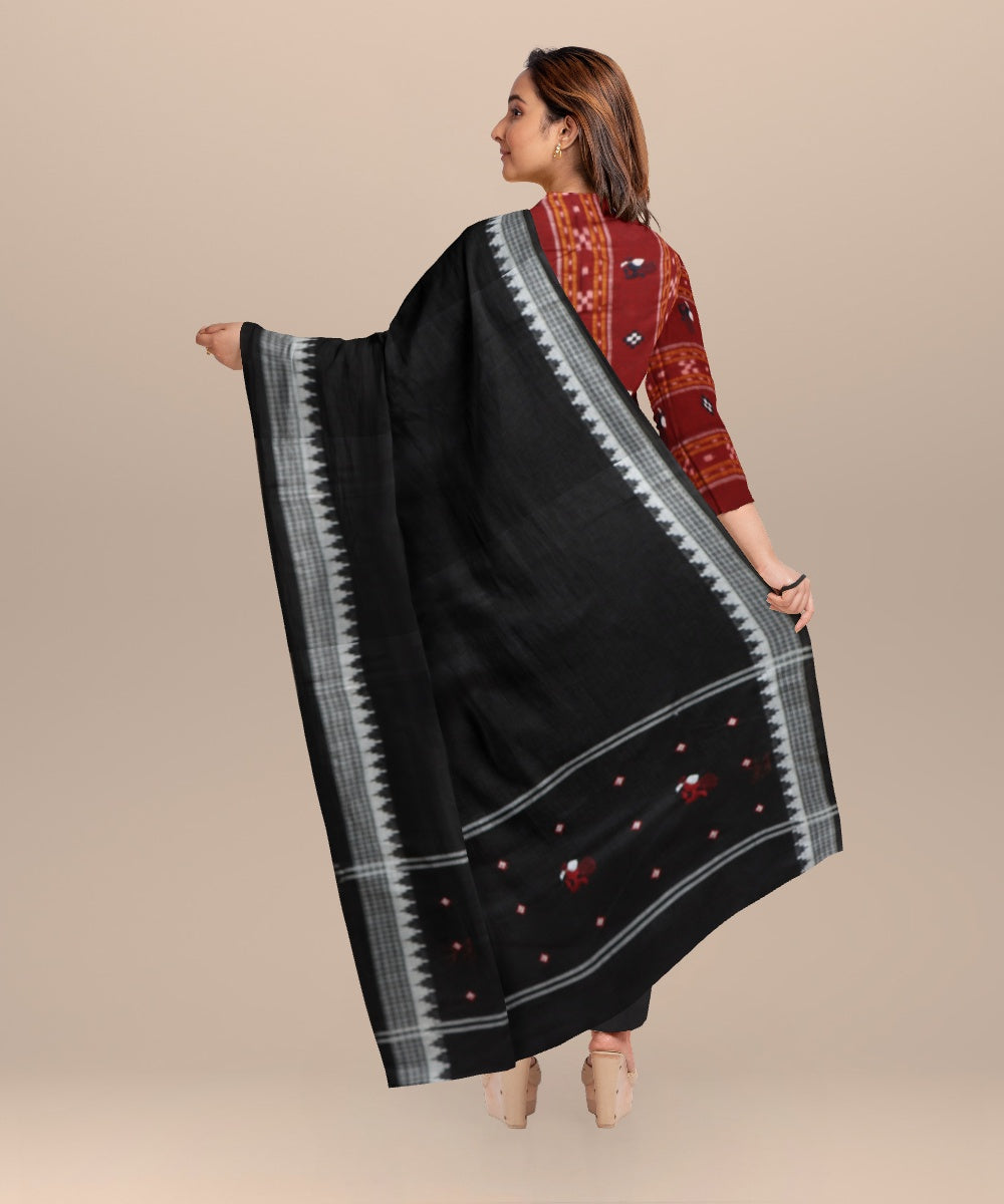Maroon black handloom cotton nuapatna dress material
