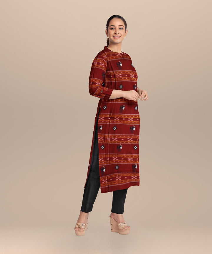 Maroon black handloom cotton nuapatna dress material