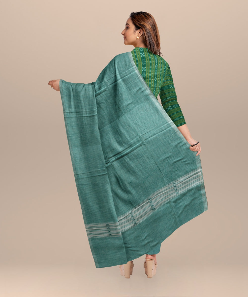 Dark green emerald handloom cotton nuapatna dress material