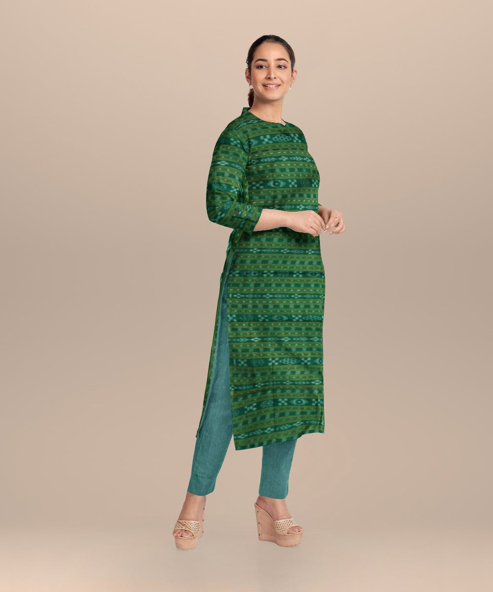 Dark green emerald handloom cotton nuapatna dress material