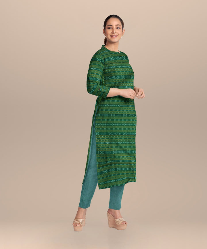 Dark green emerald handloom cotton nuapatna dress material