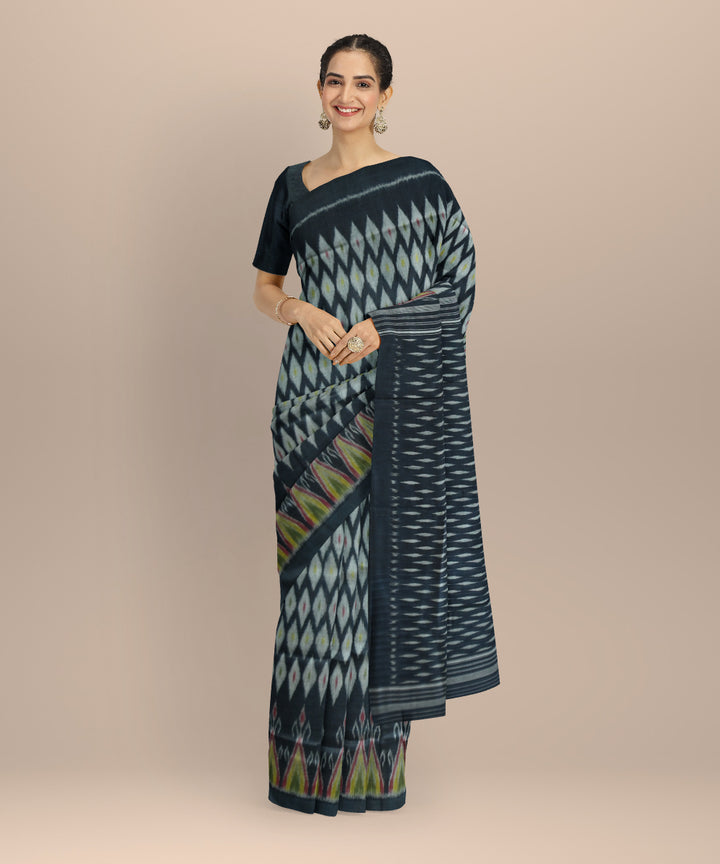 Black multicolour silk handloom sambalpuri saree