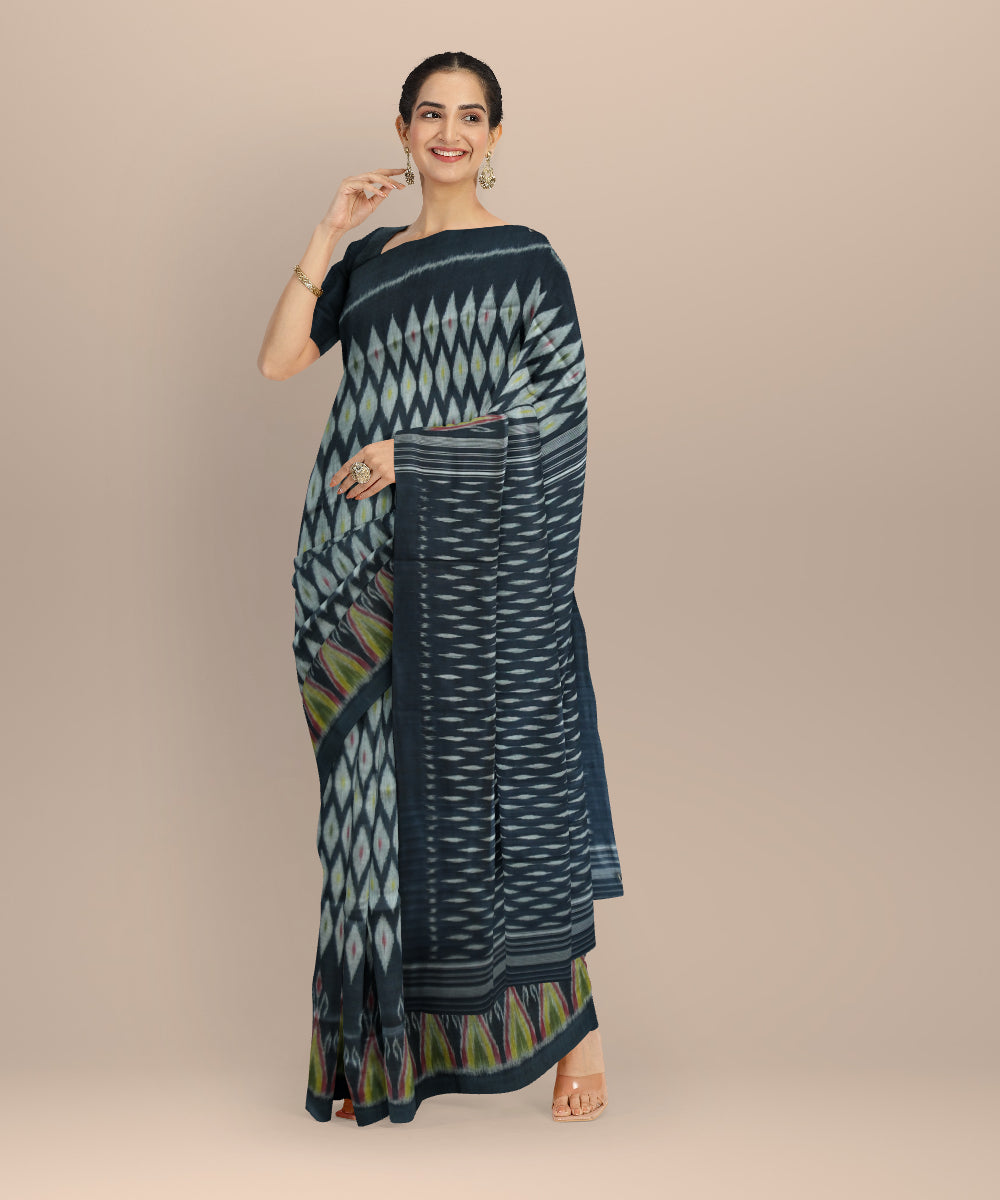 Black multicolour silk handloom sambalpuri saree