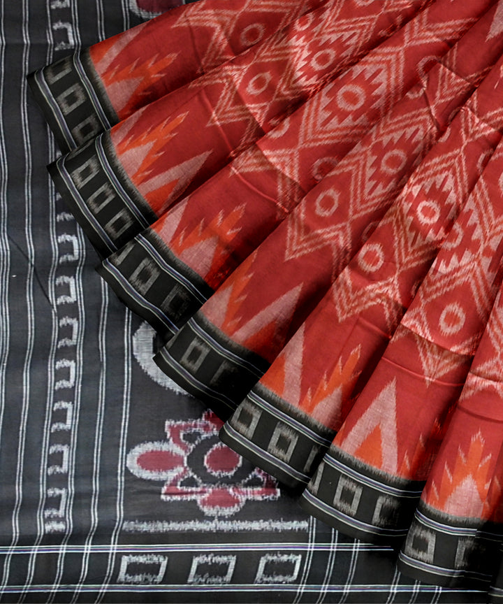 Multicolor black handloom nuapatna cotton saree
