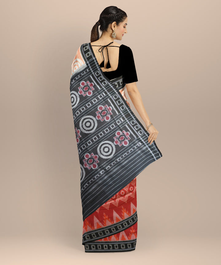 Multicolor black handloom nuapatna cotton saree