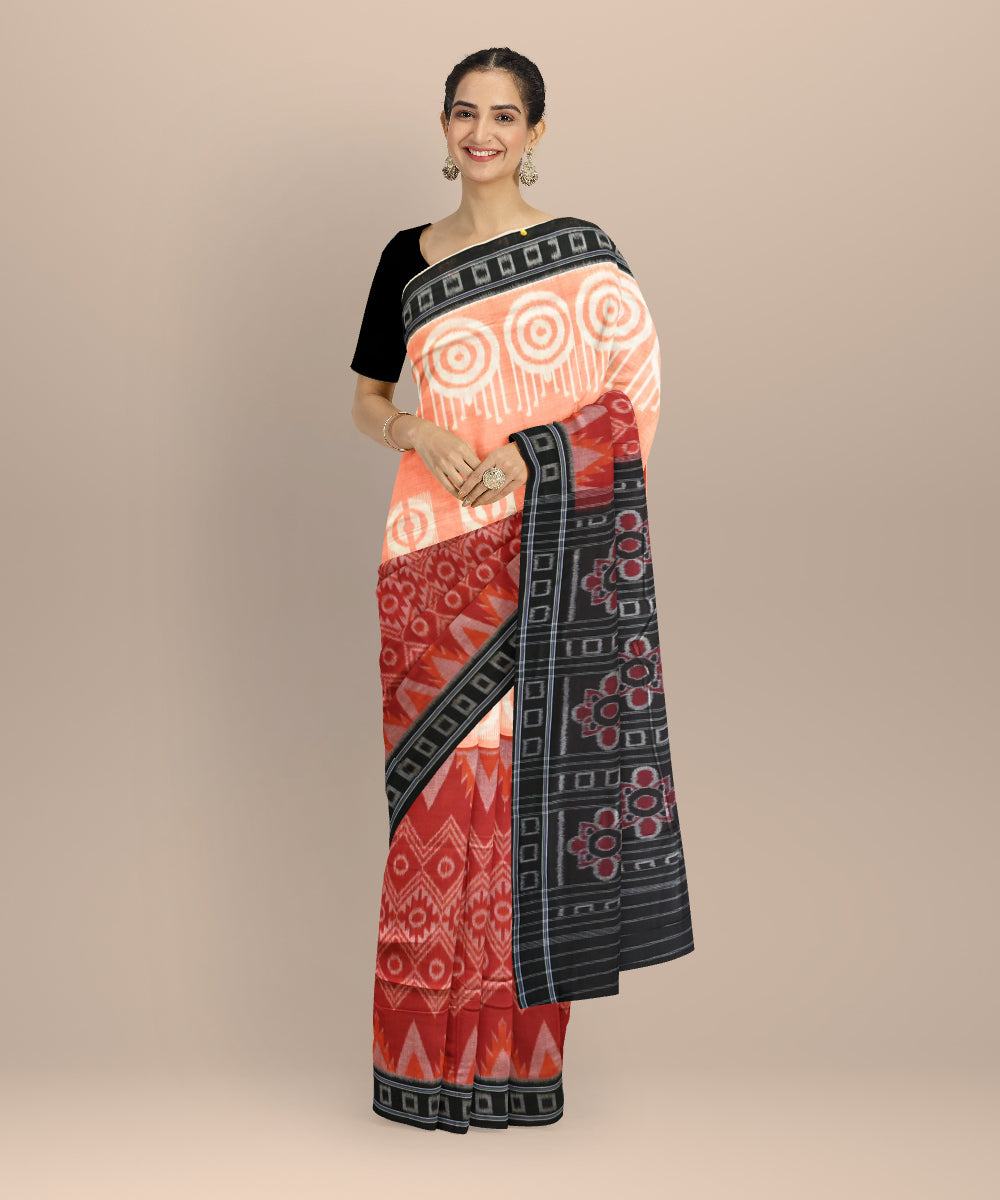 Multicolor black handloom nuapatna cotton saree