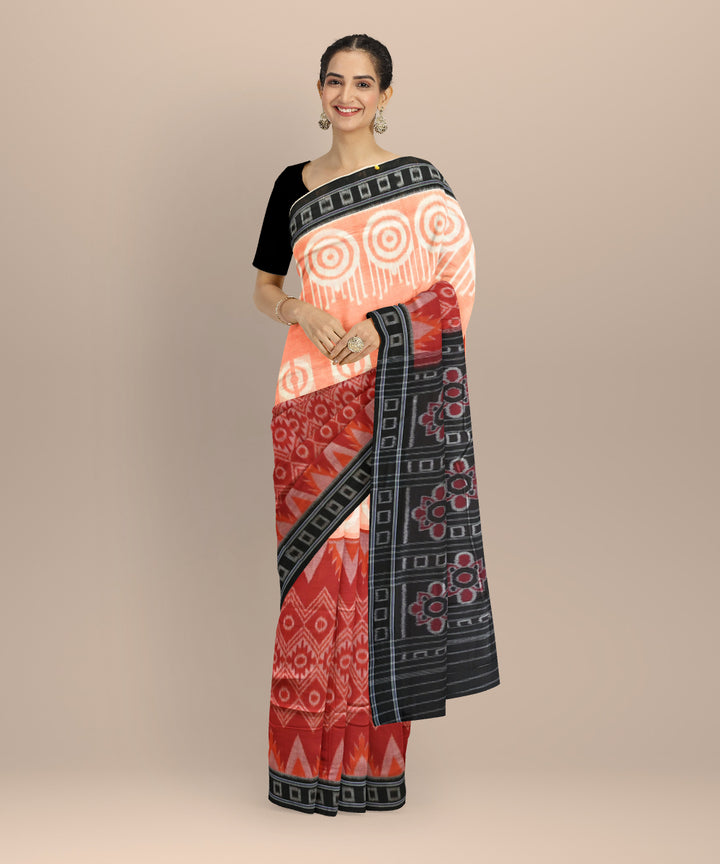 Multicolor black handloom nuapatna cotton saree