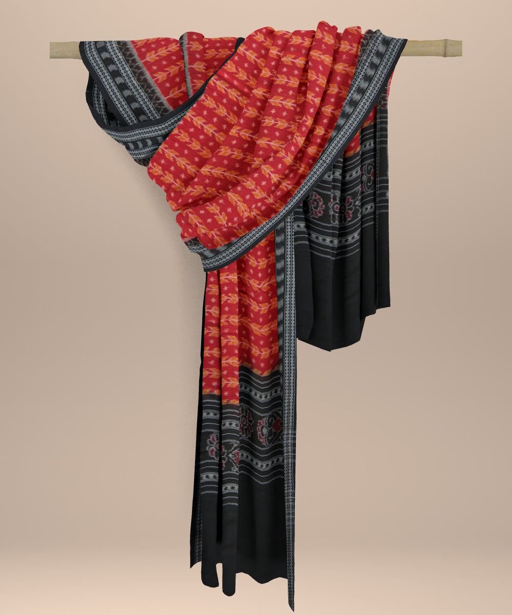 Red black cotton handloom sambalpuri dupatta