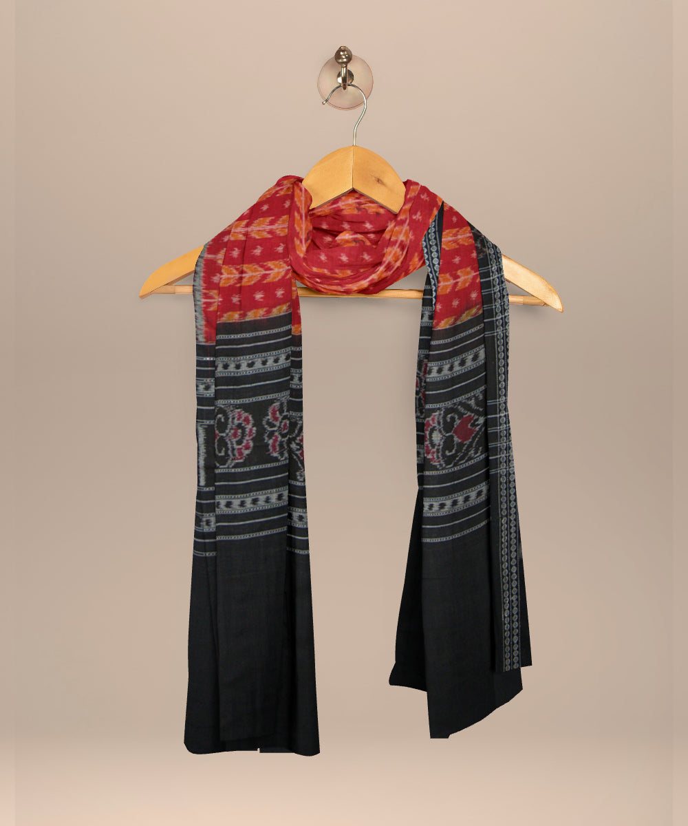 Red black cotton handloom sambalpuri dupatta