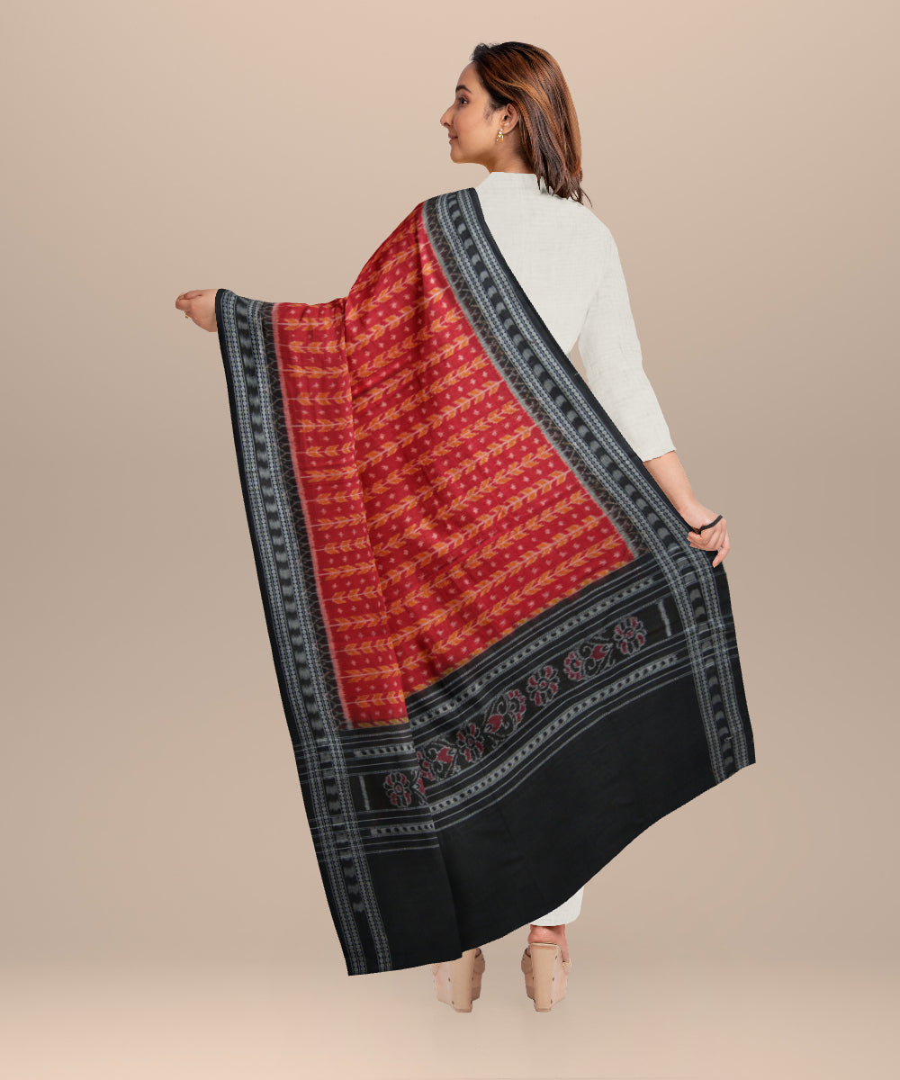 Red black cotton handloom sambalpuri dupatta