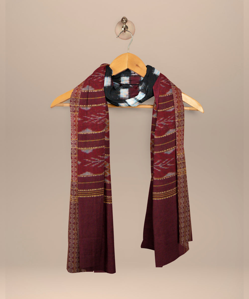 White maroon cotton handloom sambalpuri stole