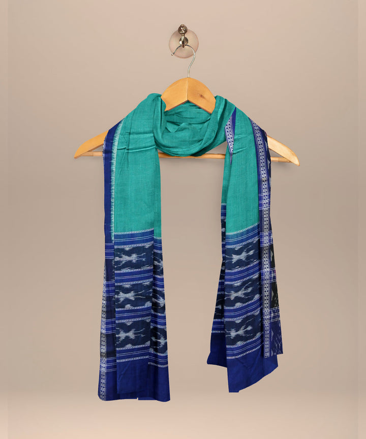 Light green dark blue handloom cotton sambalpuri dupatta