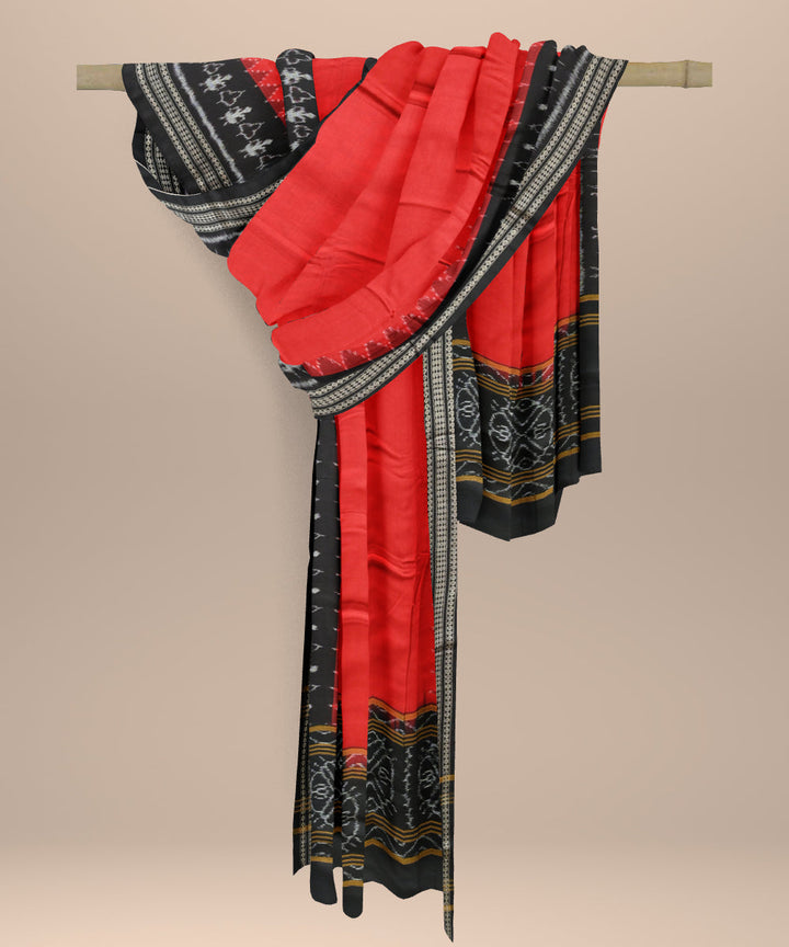 Red black handloom cotton sambalpuri dupatta