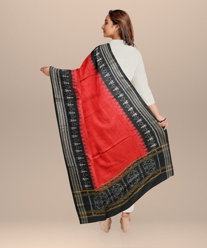 Red black handloom cotton sambalpuri dupatta
