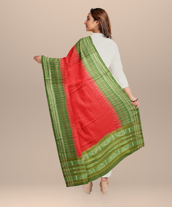 Red dark moss green cotton handloom sambalpuri dupatta