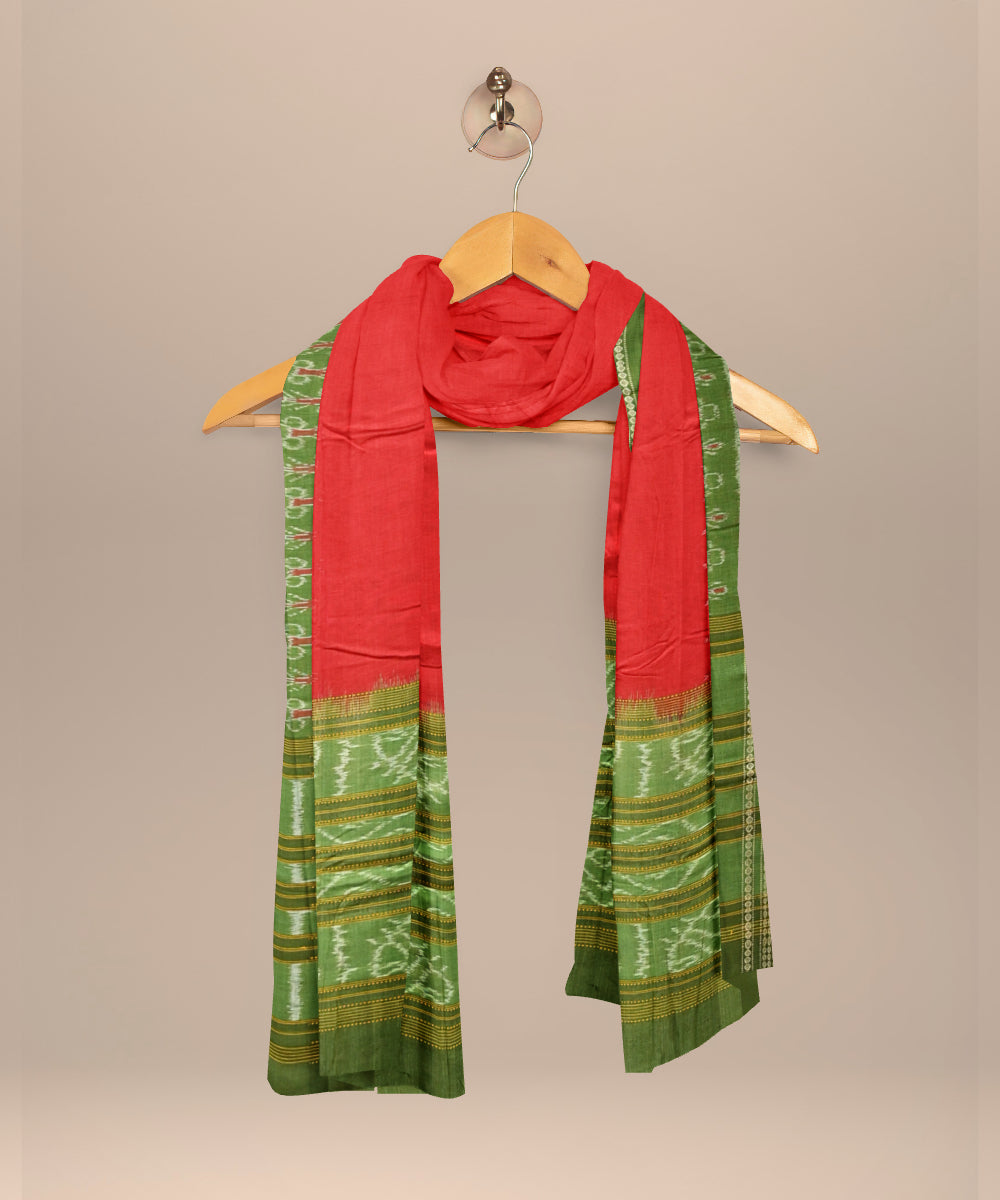 Red dark moss green cotton handloom sambalpuri dupatta