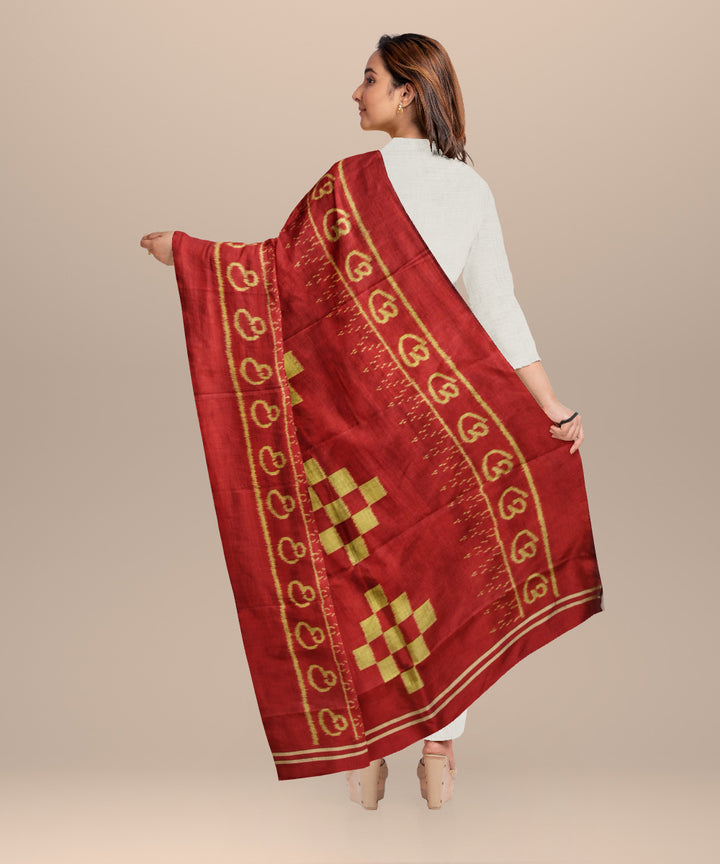 Maroon golden silk handloom sambalpuri stole