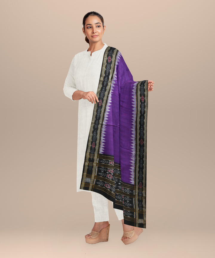 Violet black cotton handloom sambalpuri dupatta