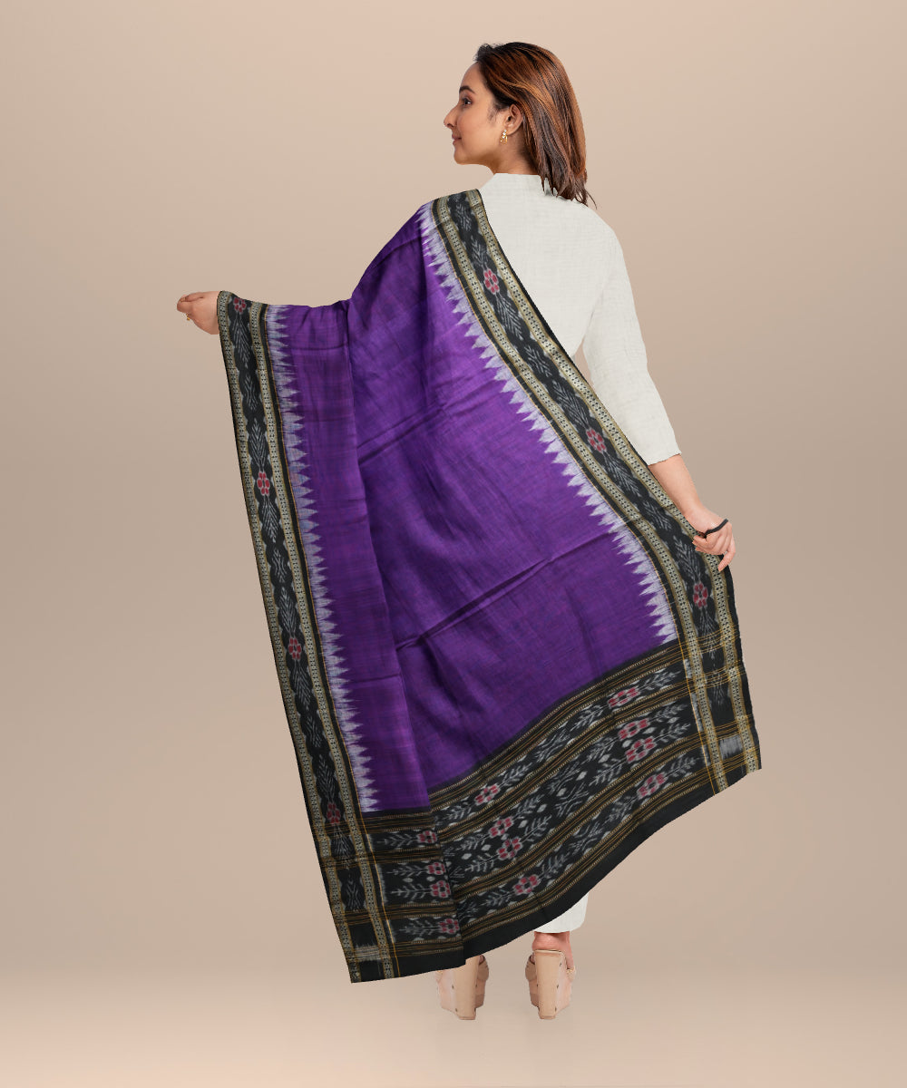 Violet black cotton handloom sambalpuri dupatta
