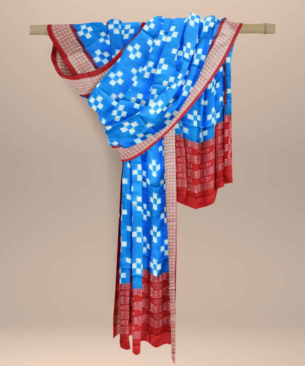 Navy blue maroon silk handloom sambalpuri dupatta