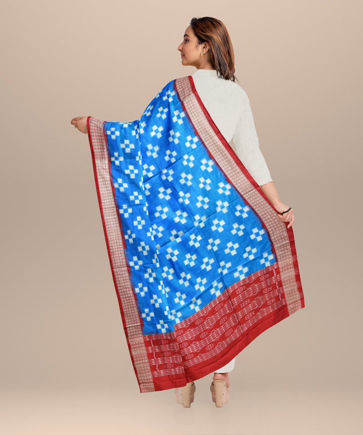 Navy blue maroon silk handloom sambalpuri dupatta