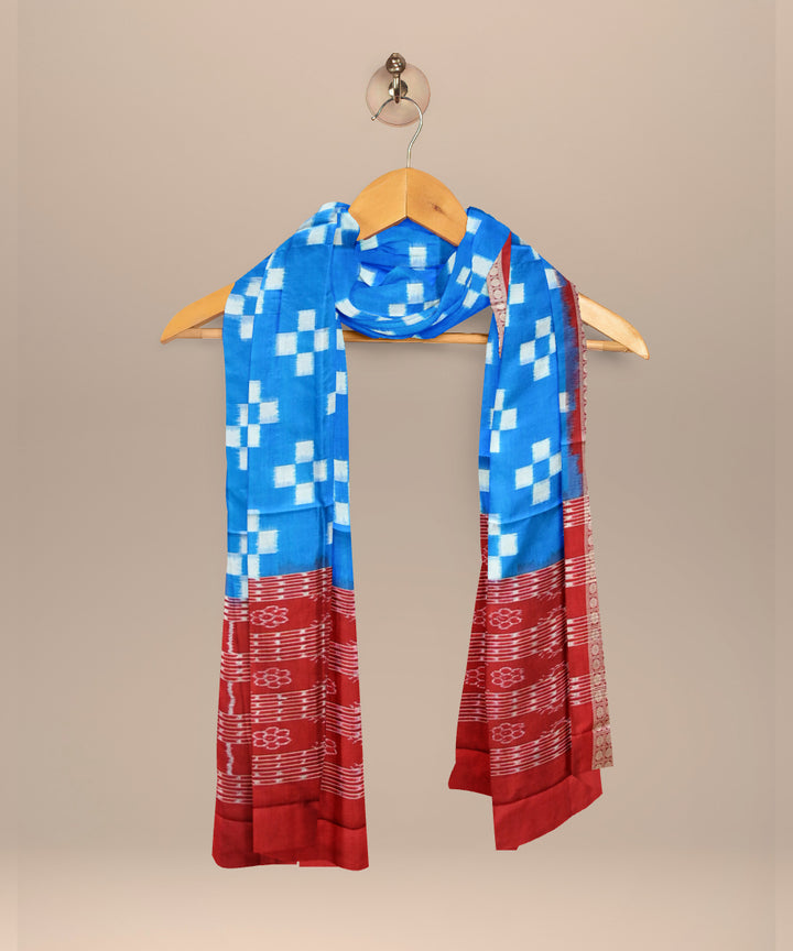 Navy blue maroon silk handloom sambalpuri dupatta