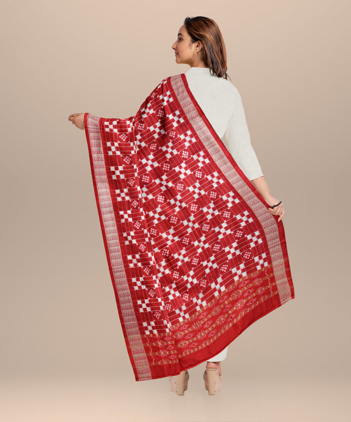 Red dark red silk handloom sambalpuri dupatta