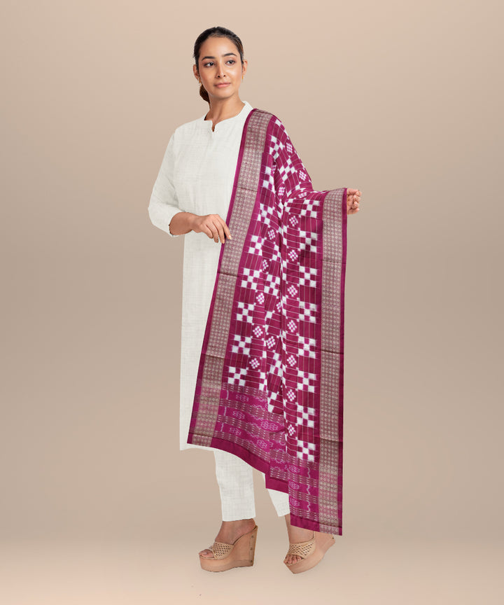 Purple handloom silk sambalpuri dupatta