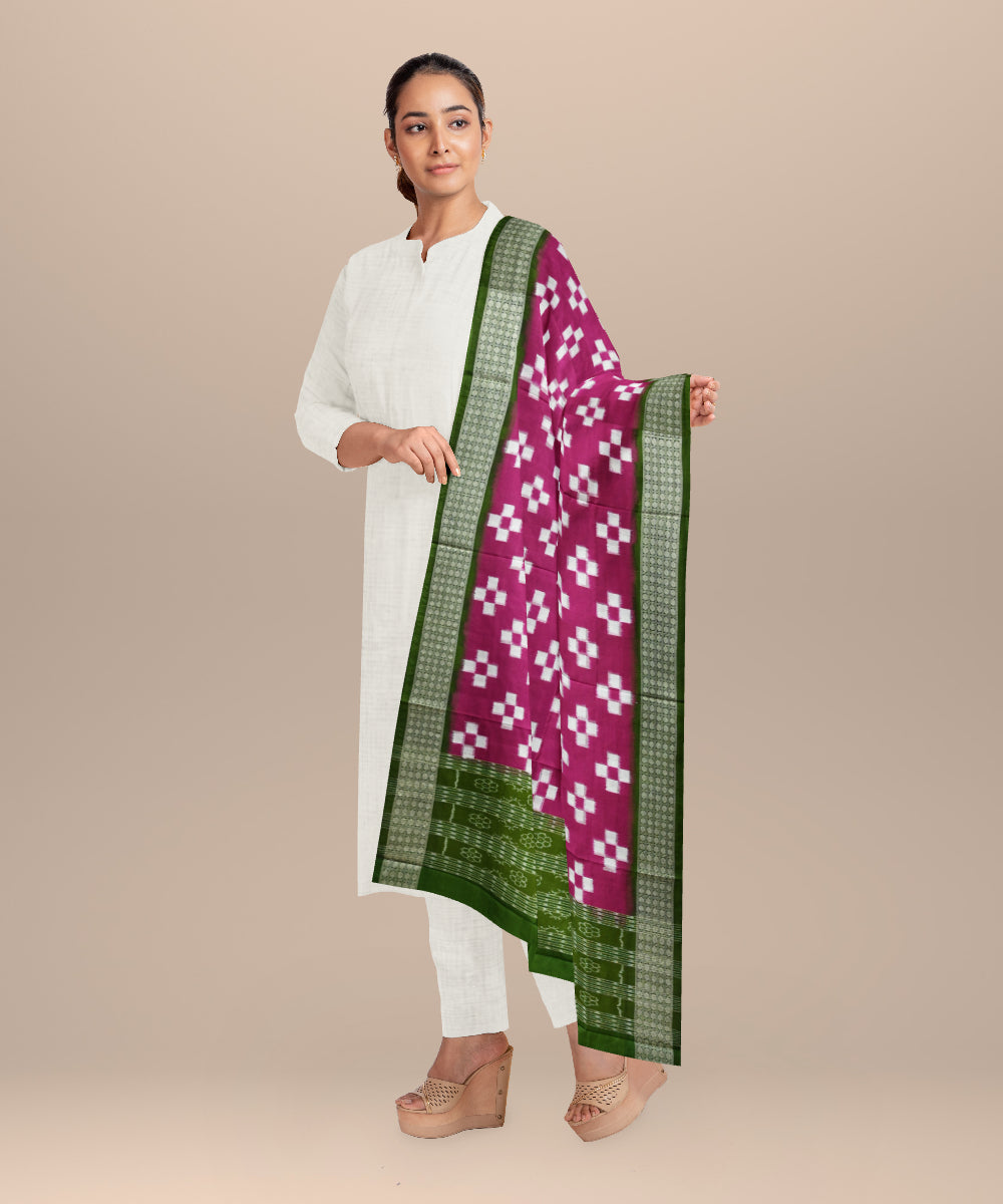 Purple dark green handloom silk sambalpuri dupatta