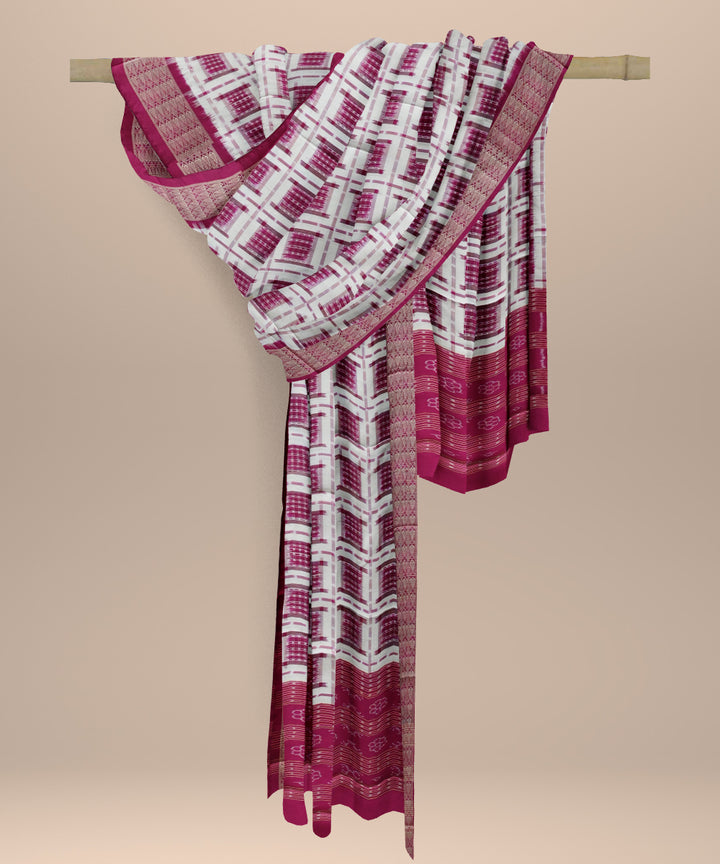 White purple silk handloom sambalpuri dupatta