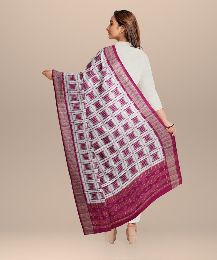 White purple silk handloom sambalpuri dupatta