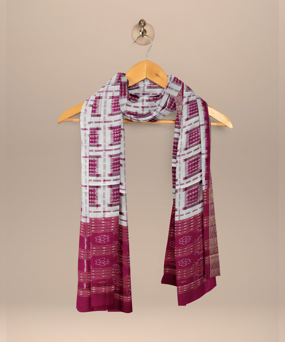 White purple silk handloom sambalpuri dupatta