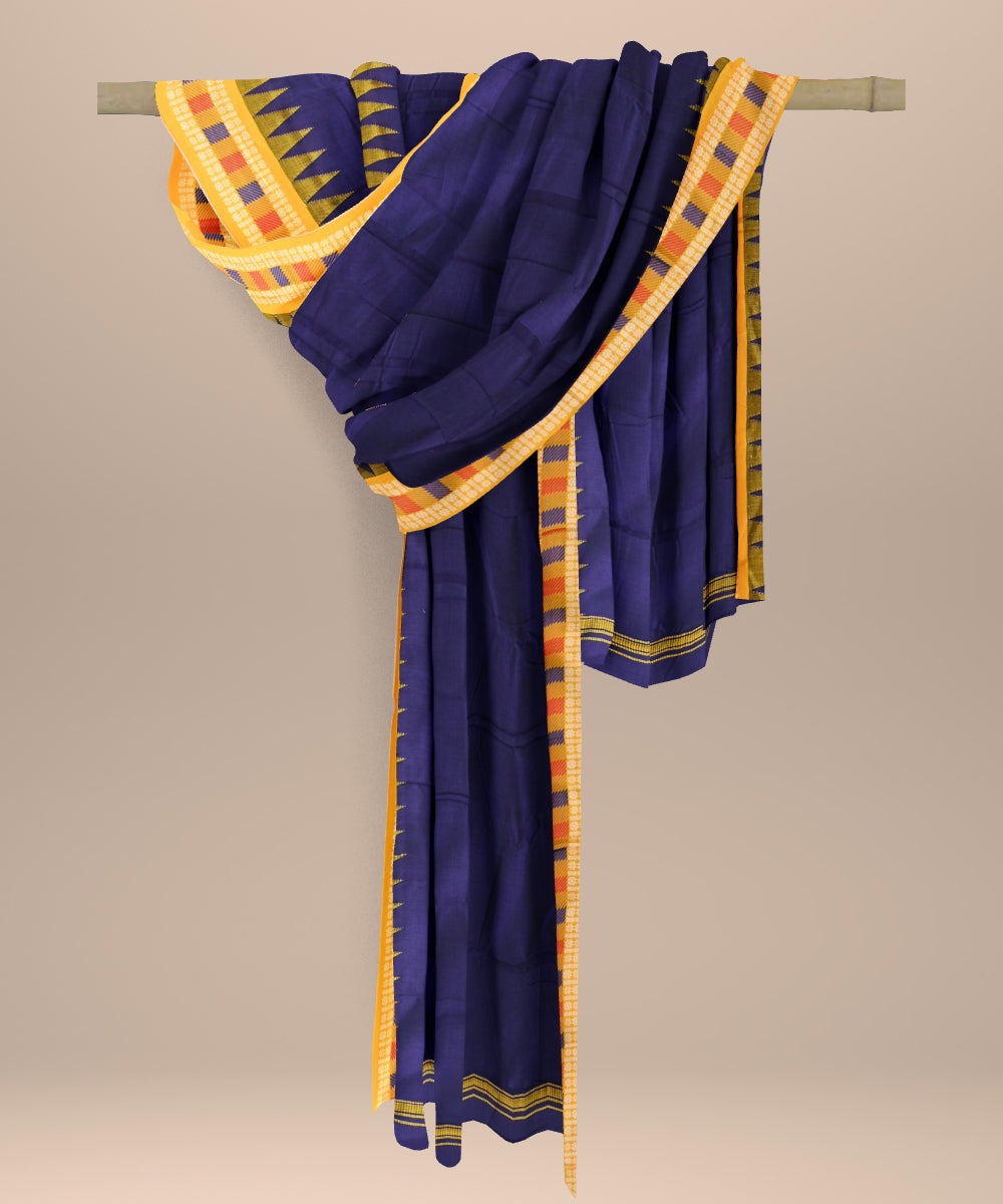 Sky blue orange cotton handloom nuapatna dupatta