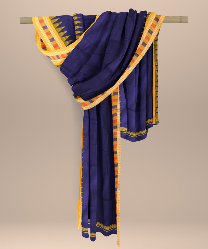 Sky blue orange cotton handloom nuapatna dupatta