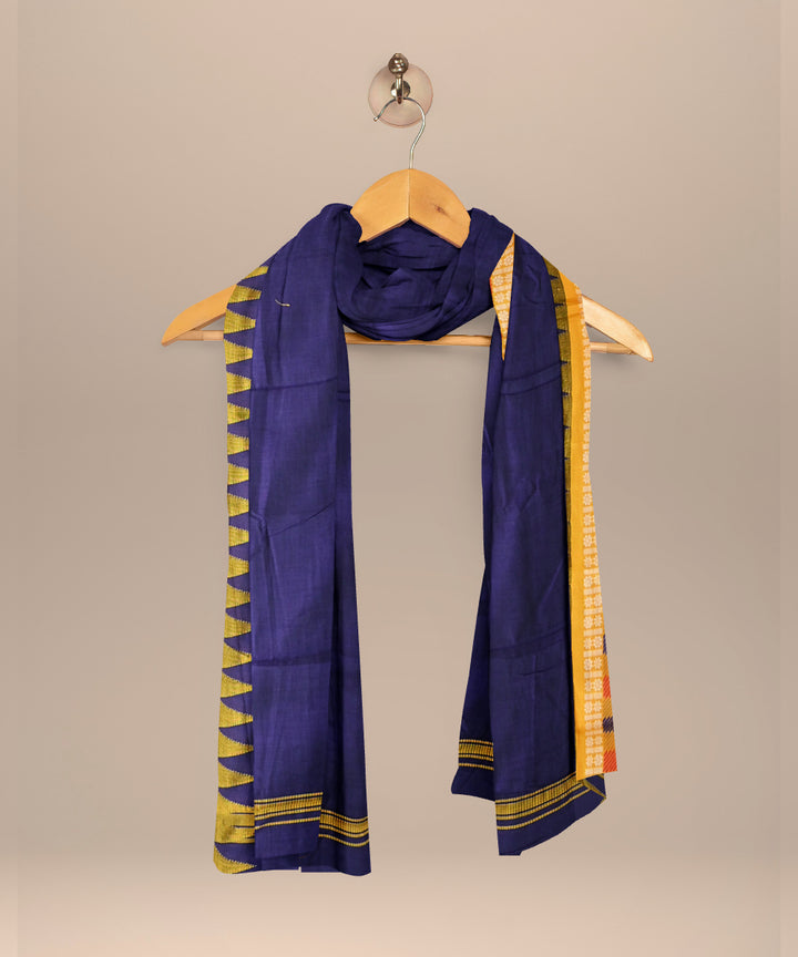 Sky blue orange cotton handloom nuapatna dupatta