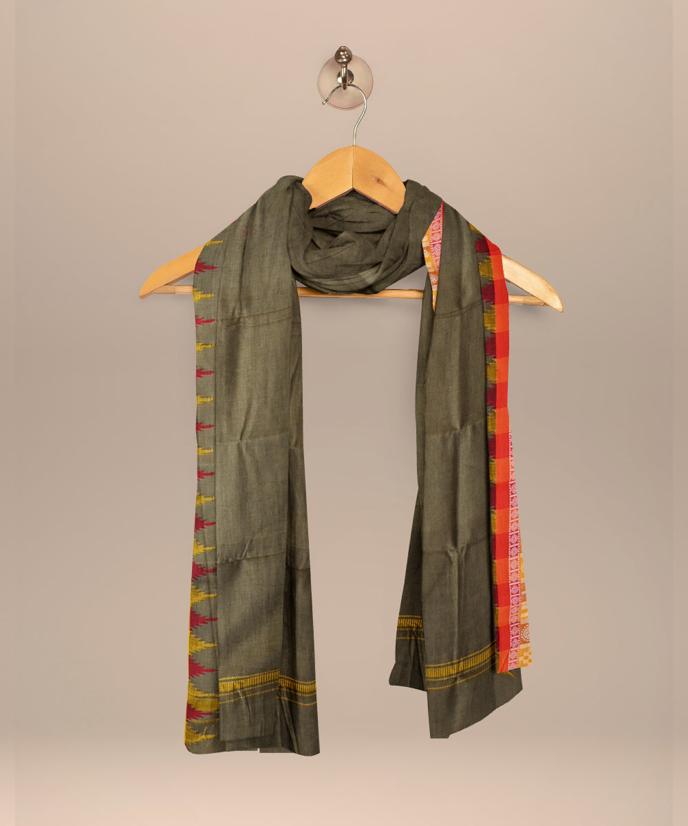 Brown orange cotton handloom nuapatna dupatta